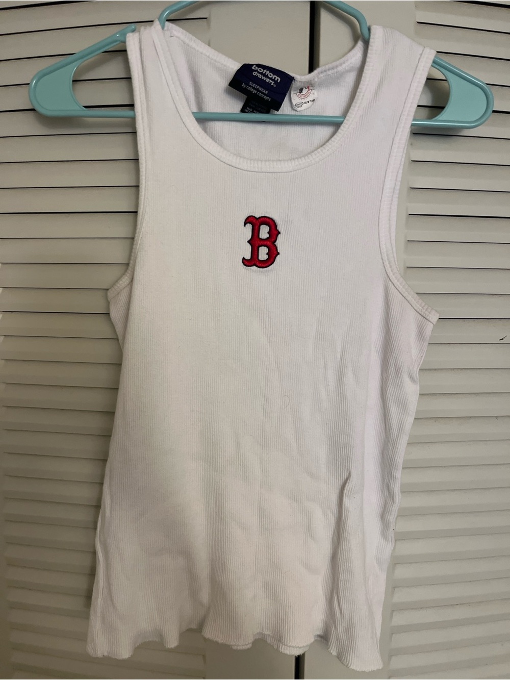 Red Sox White Ribbed Tank Top